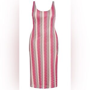 NWT Women’s City Chic Striped Maxi Dress Sz 12 Pink Patterned Tank Midi Dress